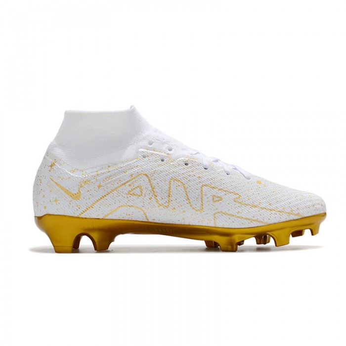 Air Zoom Mercurial Superfly IX Elite FG High Soccer Shoes-White/Gold-9498684
