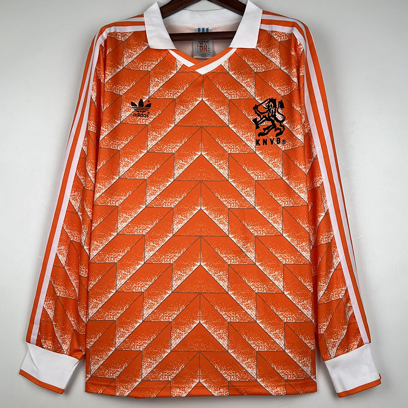 1988 Netherlands Home Long Sleeve Retro Soccer ...