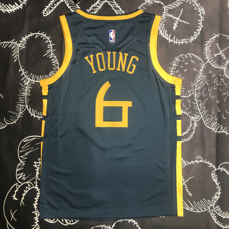 2018 WARRIORS YOUNG #6 Black Gray Top Quality H...