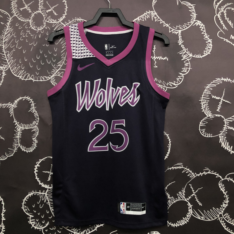 Timberwolves ROSE #25 Purple Black Top Quality ...