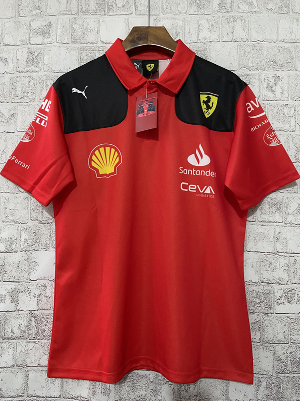 2023 F1 Ferrari #55 Polo Red Racing Suit(有领55号)