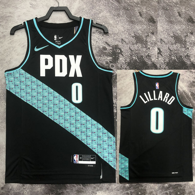 22-23 Trail Blazers LILLARD #0 Black City Editi...
