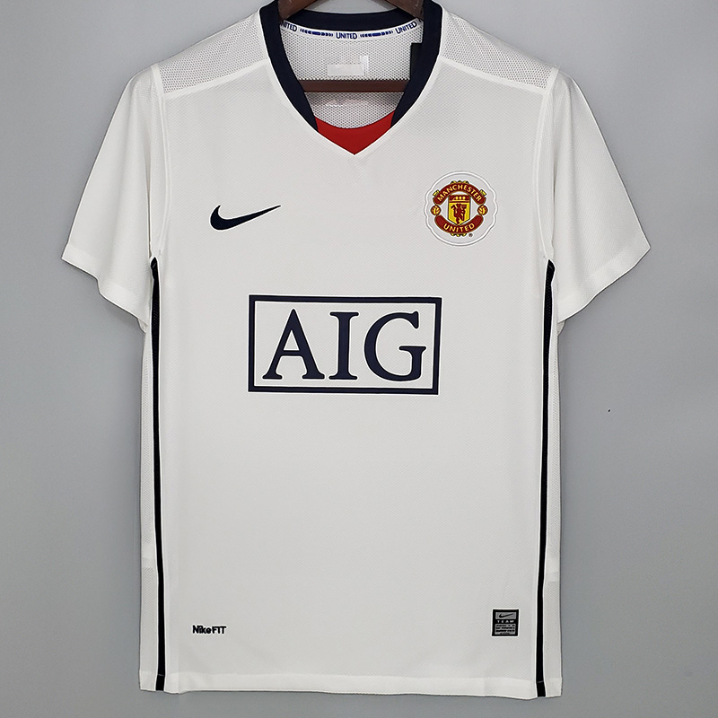 2008-2009 Man Utd Away White Retro Soccer Jersey