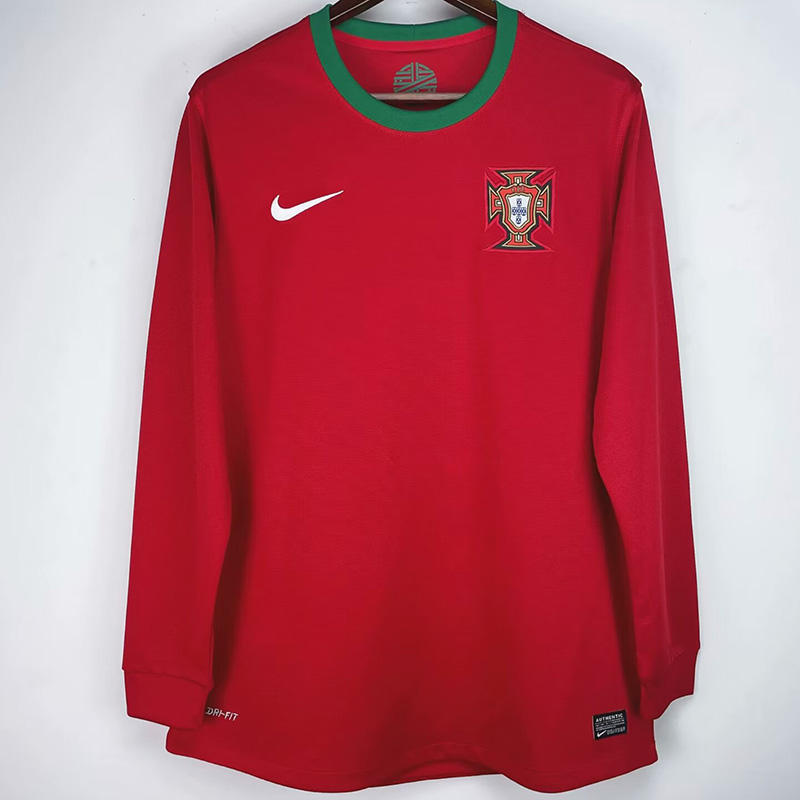 2012 Portugal Away Long Sleeve Retro Soccer Jer...