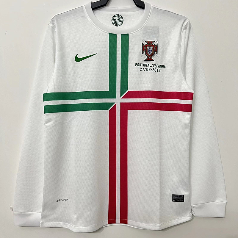 2012 Portugal Away Long Sleeve Retro Soccer Jer...