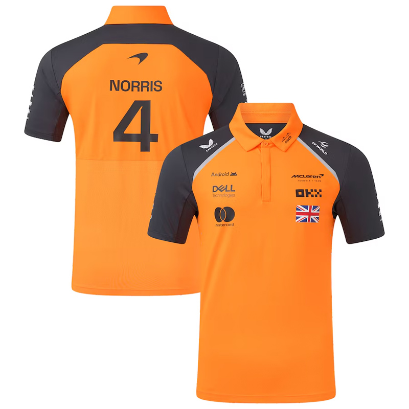 2025 McLaren NORRIS #4 Polo Yellow Racing Suit (有领)