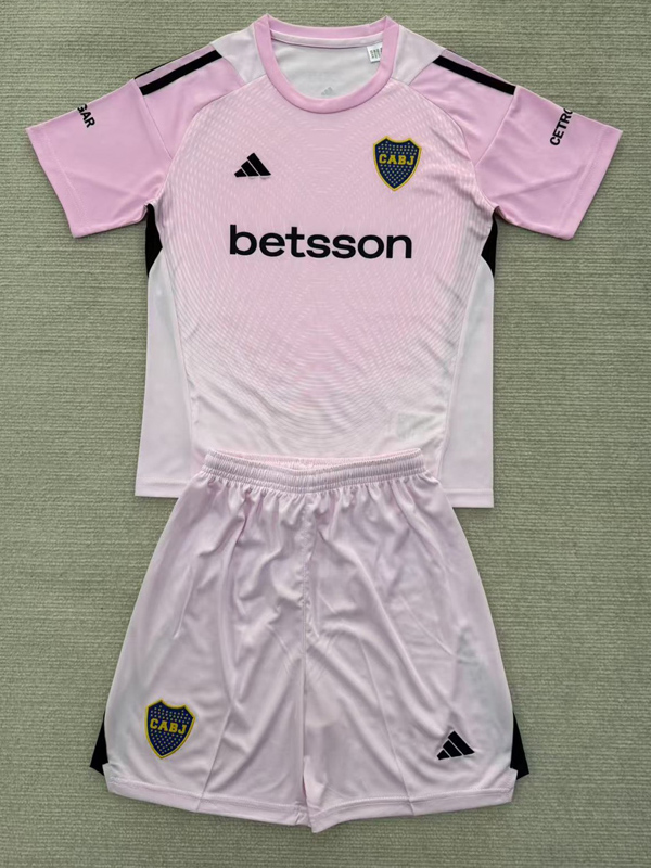 25-26 Boca Juniors Pink GoalKeeper Kids Soccer Jersey