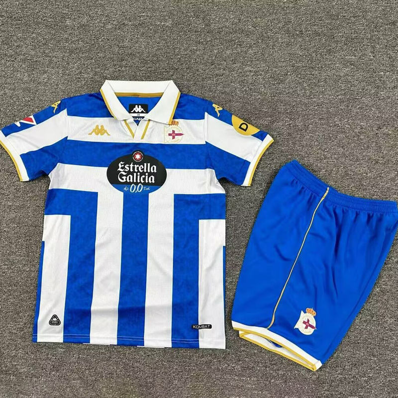25-26 La Coruna Home Kids Soccer Jersey