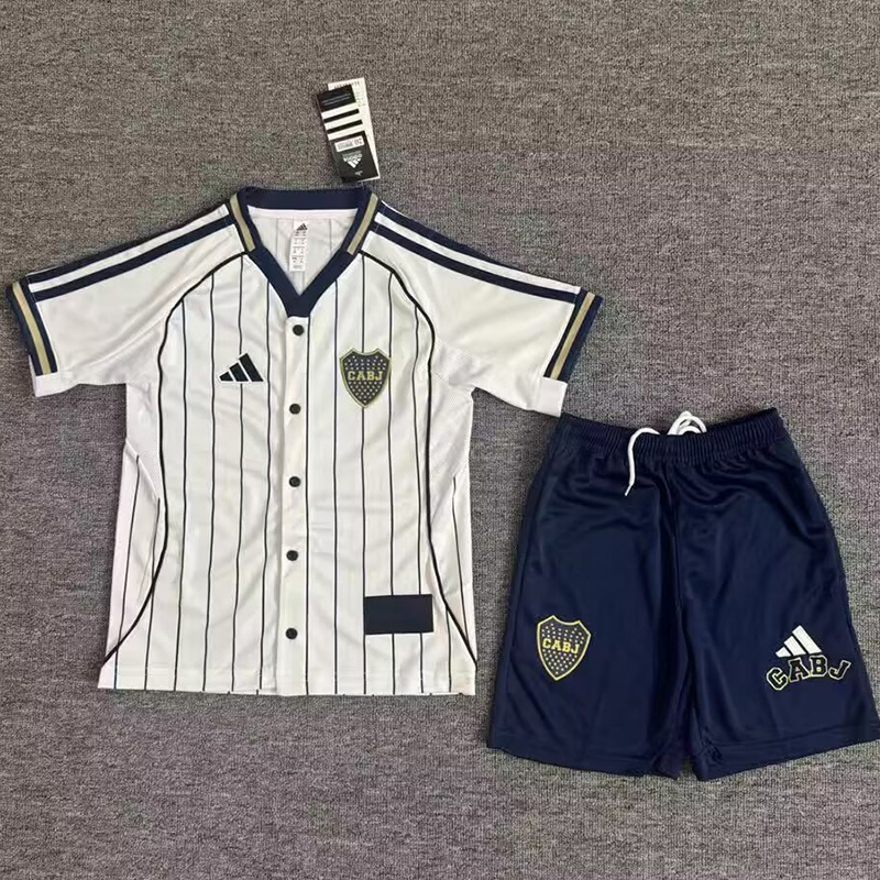 25-26 Boca White Casual Edition Kids Baseball Jersey