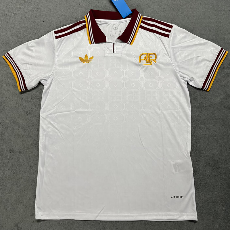 25-26 Roma White Fans Soccer Jersey (枣红边)