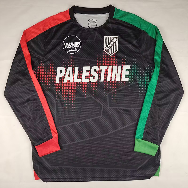 25-26 Palestina FC Black Long Sleeve Training shirts (长袖)(红绿袖边)