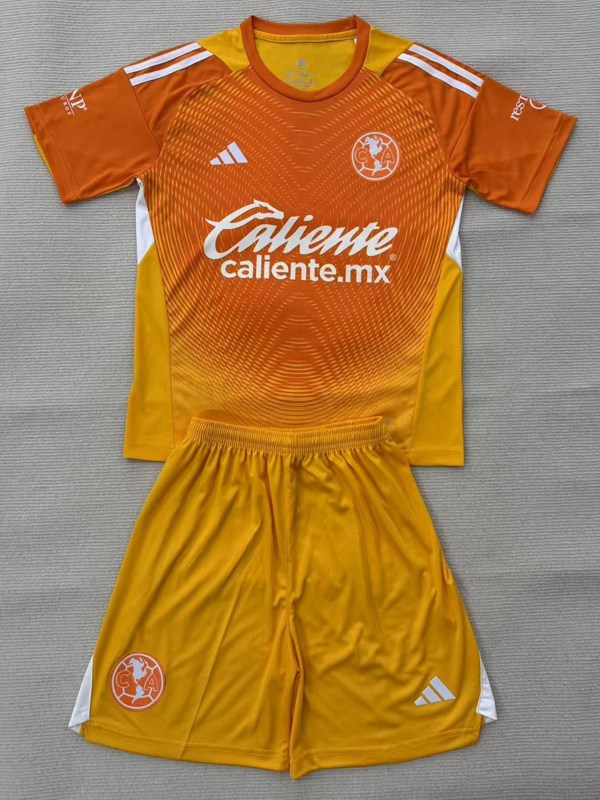 25-26 Club America Orange GoalKeeper Kids Soccer Jersey