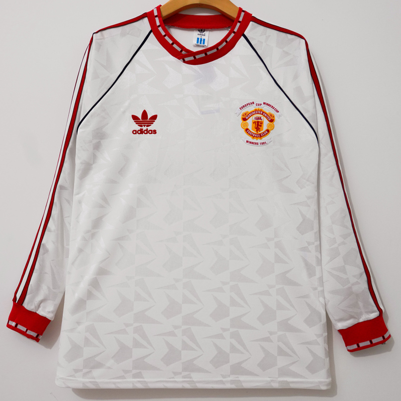 1991 Man Utd Away Long Sleeve Retro Soccer Jersey (长袖)