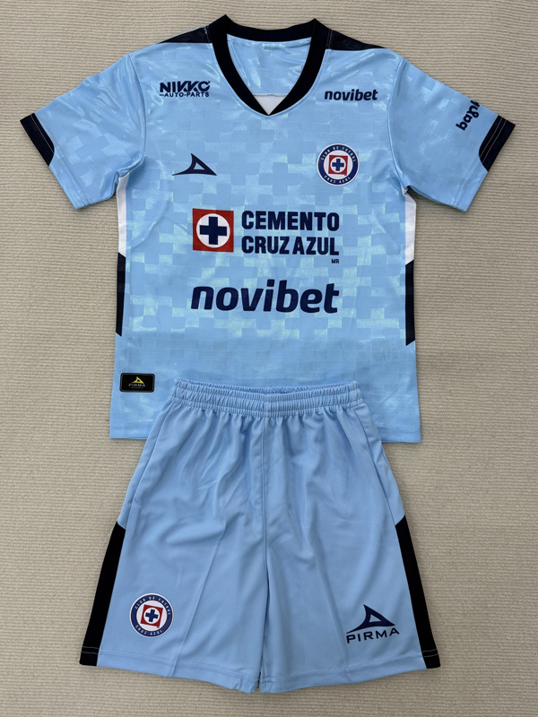 25-26 Cruz Azul Light blue GoalKeeper Kids Soccer Jersey