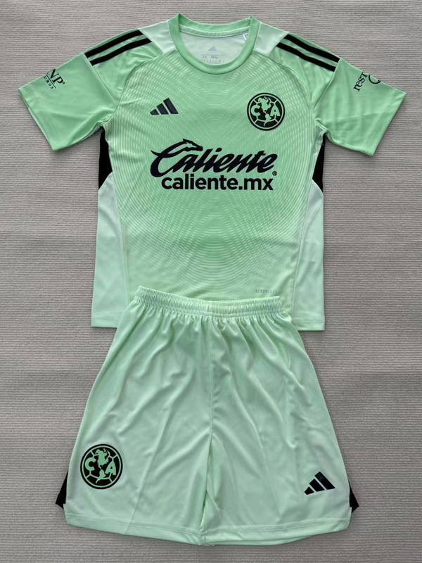 25-26 Club America Light green GoalKeeper Kids Soccer Jersey