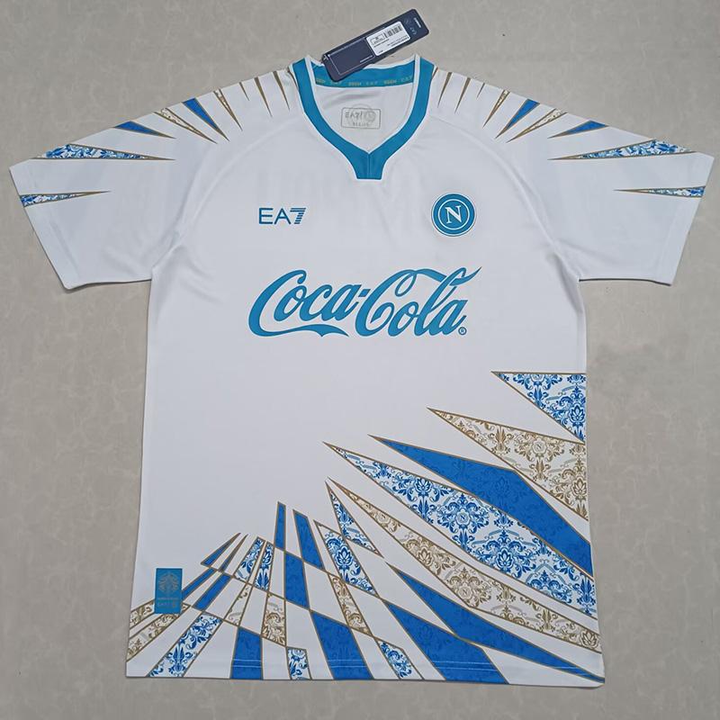 25-26 Napoli White Blue Training Shirts
