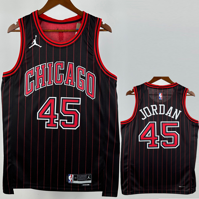 25-26 BULLS JORDAN #45 Black Top Quality Hot Pressing NBA Jersey (Trapeze Edition) 飞人版