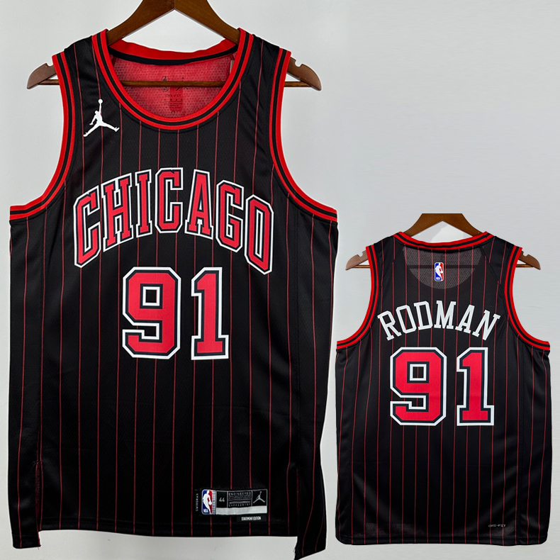 25-26 BULLS RODMAN #91 Black Top Quality Hot Pressing NBA Jersey (Trapeze Edition) 飞人版