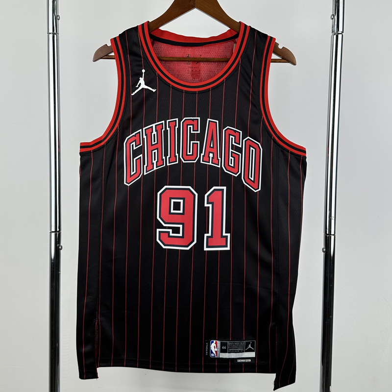 25-26 BULLS RODMAN #91 Black Top Quality Hot Pressing NBA Jersey (Trapeze Edition) 飞人版