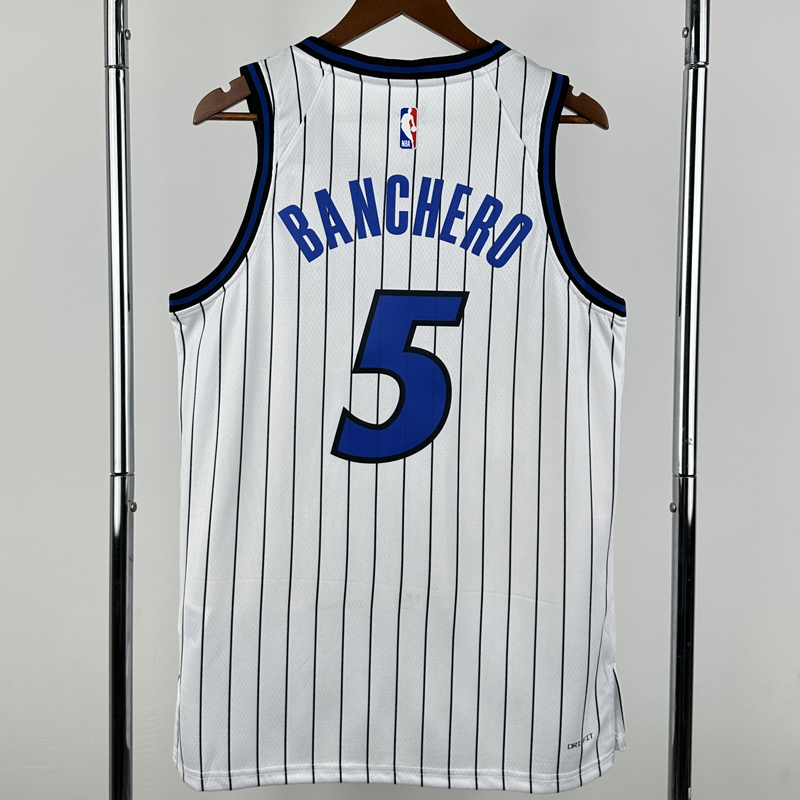 25-26 Magic BANCHERO #5 White Top Quality Hot Pressing NBA Jersey(条纹)