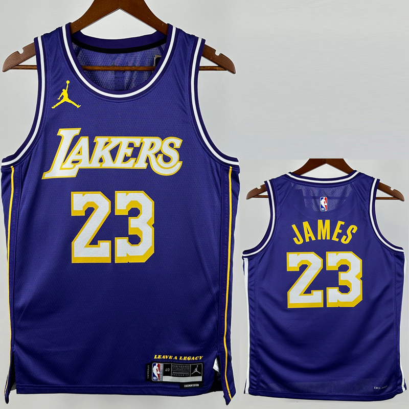 25-26 Lakers JAMES #23 Purple Top Quality Hot Pressing NBA Jersey (Trapeze Edition) 飞人版