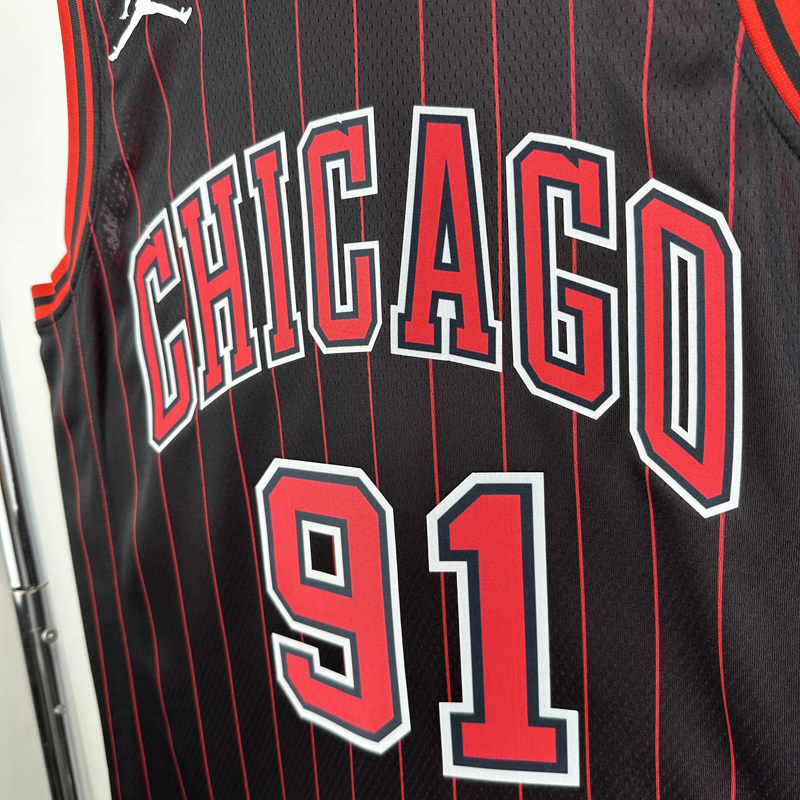 25-26 BULLS RODMAN #91 Black Top Quality Hot Pressing NBA Jersey (Trapeze Edition) 飞人版