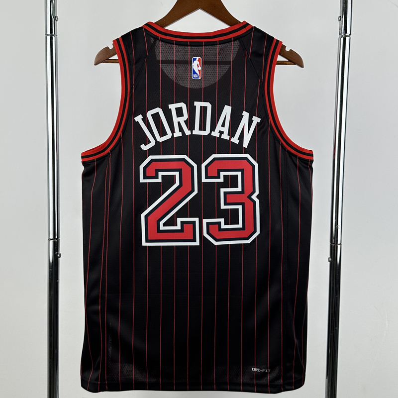 25-26 BULLS JORDAN #23 Black Top Quality Hot Pressing NBA Jersey (Trapeze Edition) 飞人版