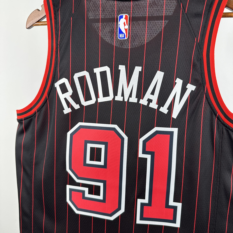 25-26 BULLS RODMAN #91 Black Top Quality Hot Pressing NBA Jersey (Trapeze Edition) 飞人版