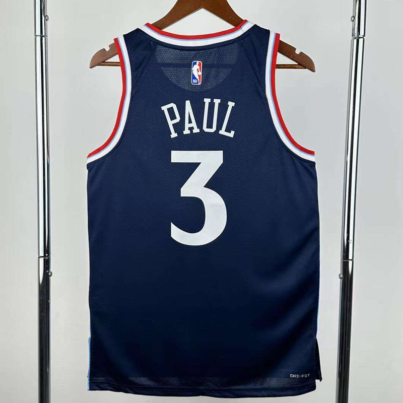 24-25 Clippers PAUL #3 Royal blue Top Quality Hot Pressing NBA Jersey