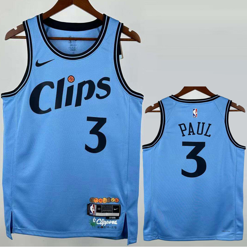 24-25 Clippers PAUL #3 Blue City Edition Top Quality Hot Pressing NBA Jersey