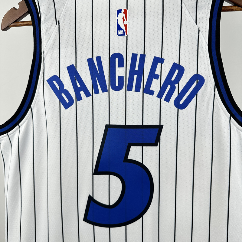 25-26 Magic BANCHERO #5 White Top Quality Hot Pressing NBA Jersey(条纹)