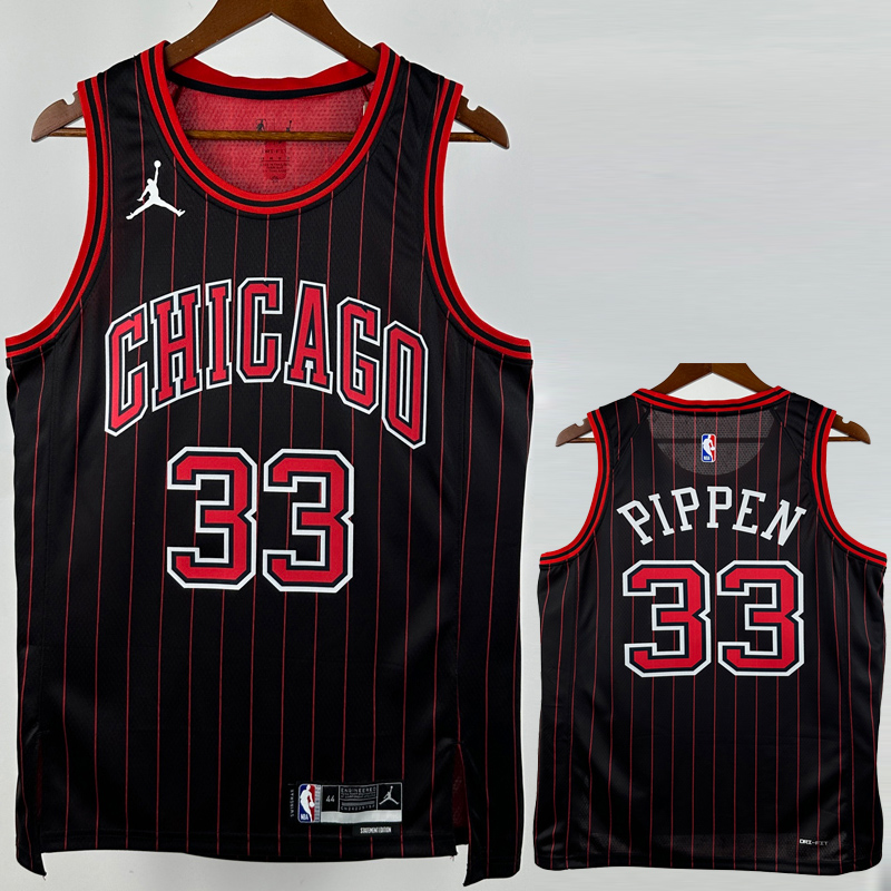 25-26 BULLS PIPPEN #33 Black Top Quality Hot Pressing NBA Jersey (Trapeze Edition) 飞人版