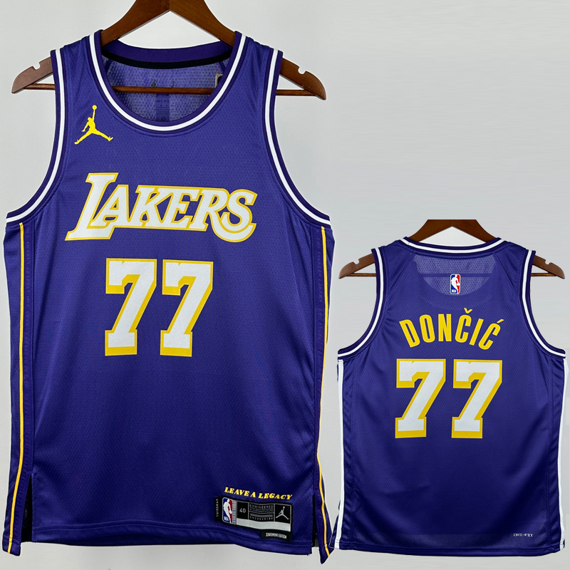 25-26 Lakers DONCIC #77 Purple Top Quality Hot Pressing NBA Jersey (Trapeze Edition) 飞人版