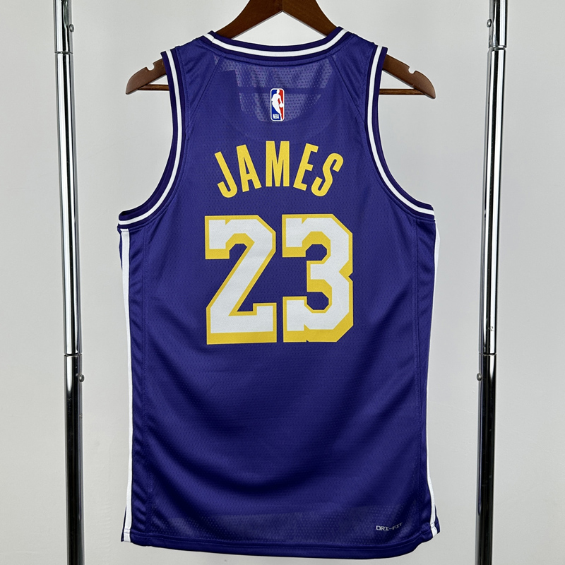 25-26 Lakers JAMES #23 Purple Top Quality Hot Pressing NBA Jersey (Trapeze Edition) 飞人版