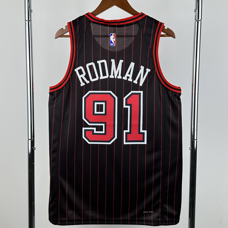 25-26 BULLS RODMAN #91 Black Top Quality Hot Pressing NBA Jersey (Trapeze Edition) 飞人版