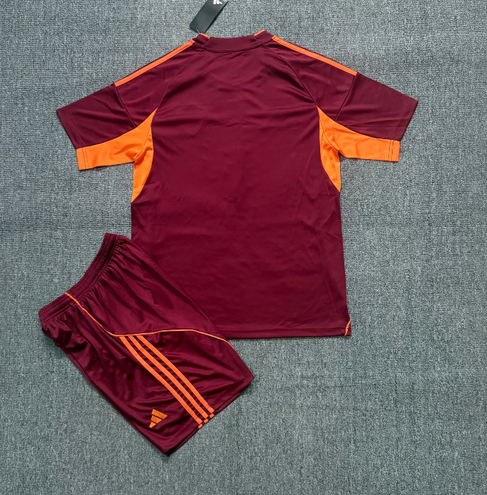 25-26 Roma home Fans KIDS Soccer Jersey