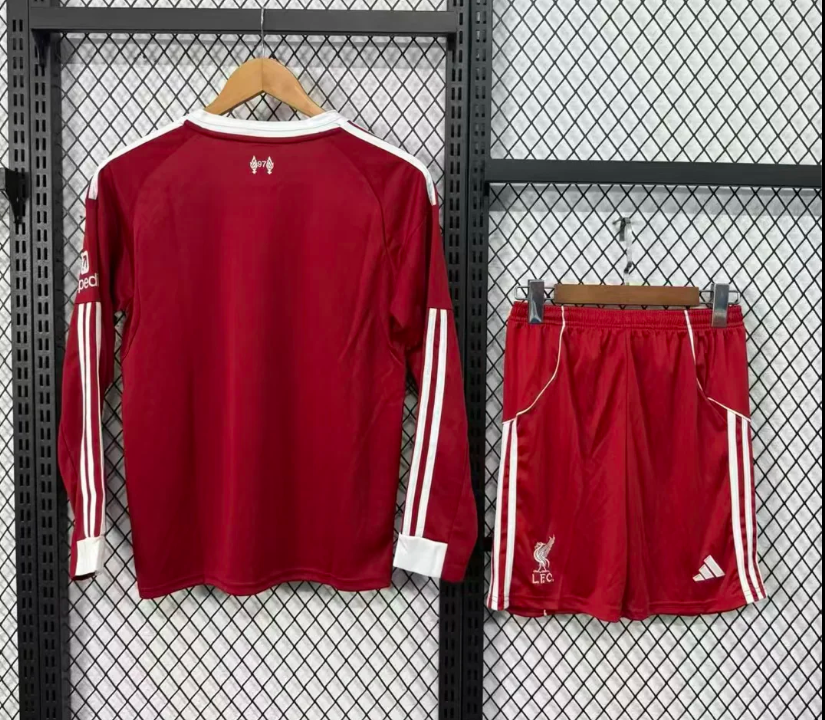 25-26 LIV home  Kids long sleeves Soccer Jersey
