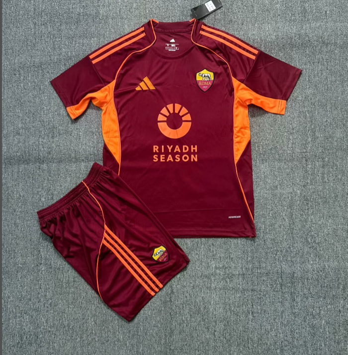 25-26 Roma home Fans KIDS Soccer Jersey