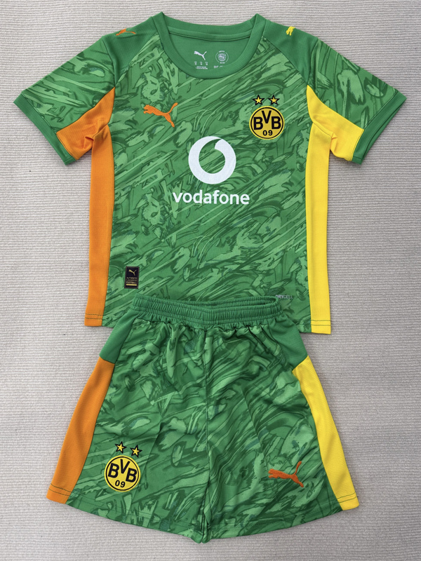 25-26 Dortmund Green Goalkeeper Kids Soccer Jersey