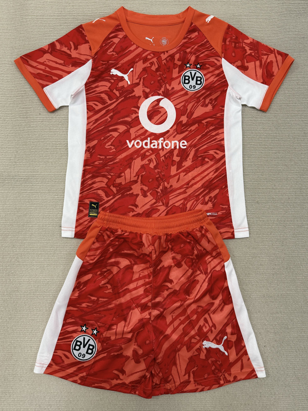 25-26 Dortmund Orange Goalkeeper Kids Soccer Jersey