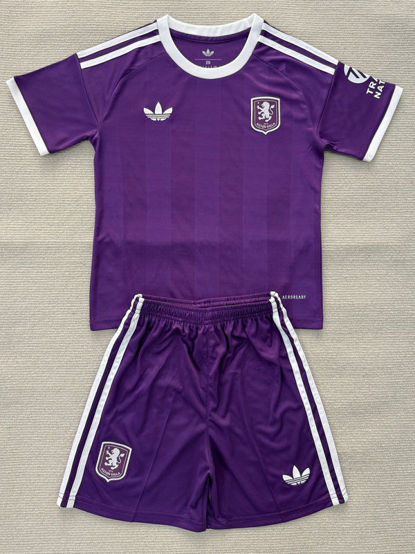25-26 Aston Villa Purple Goalkeeper Kids Soccer Jersey