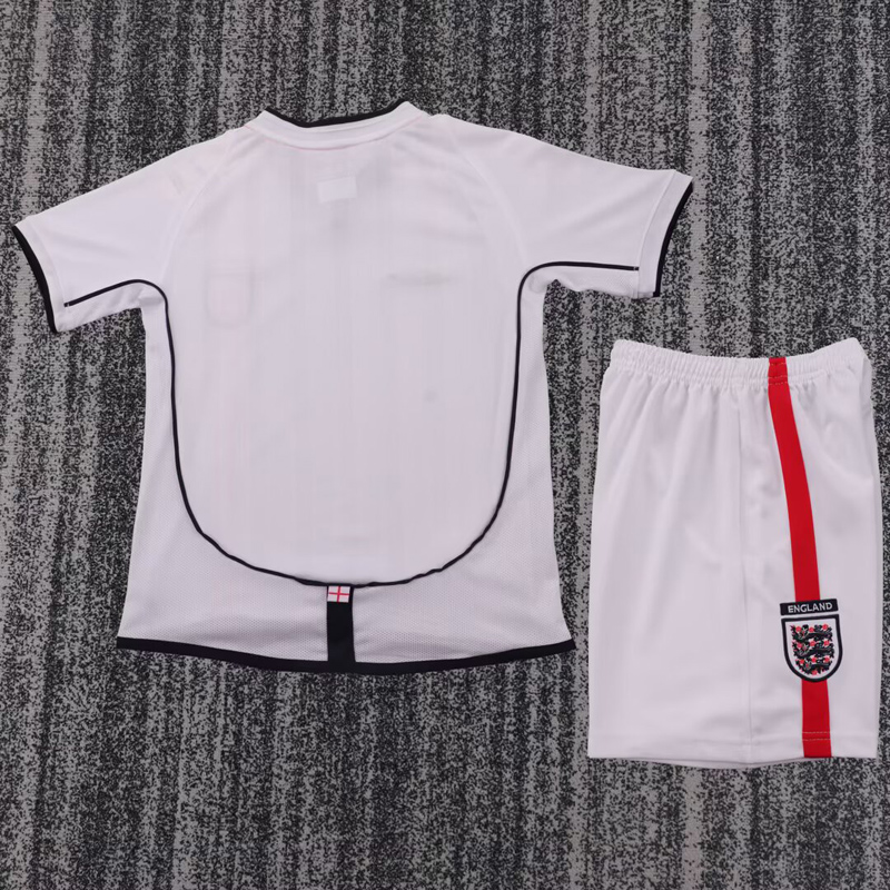 2002 England Home Kids Retro Soccer Jersey