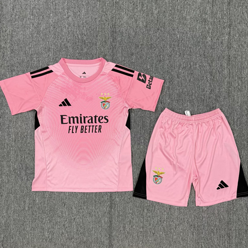 25-26 Benfica Pink Goalkeeper Kids Soccer Jersey