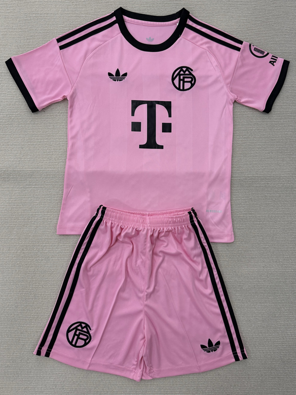 25-26 Bayern Pink Goalkeeper Kids Soccer Jersey