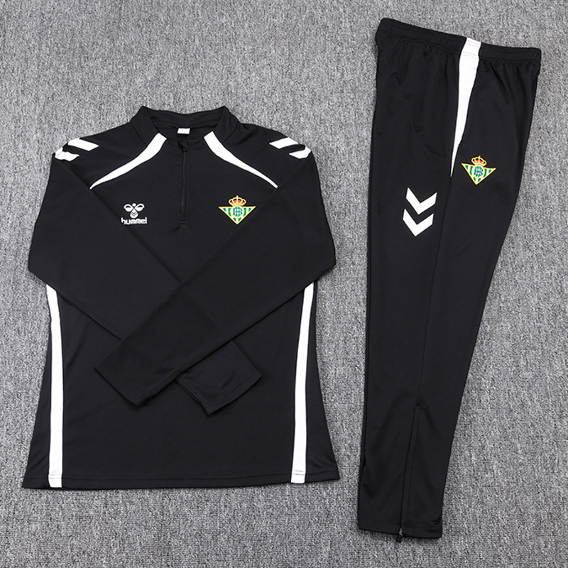 25-26 Real Betis Black Half Pull Tracksuit (半拉链)