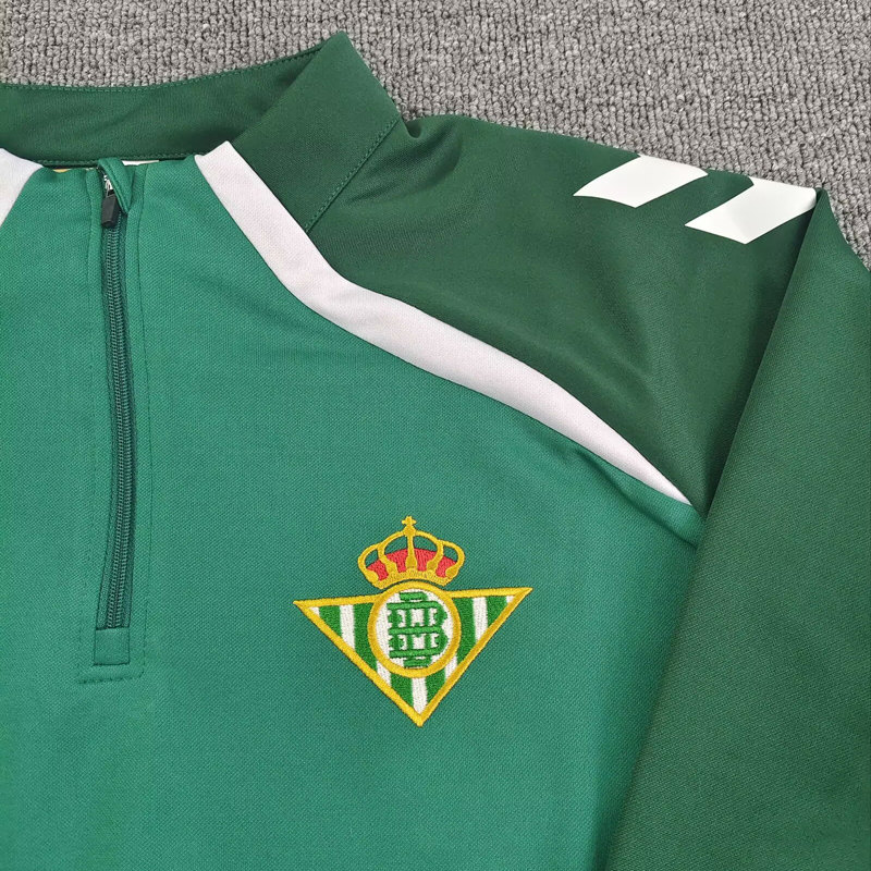 25-26 Real Betis Green Half Pull Tracksuit (Pants Have Pocket)(半拉链)