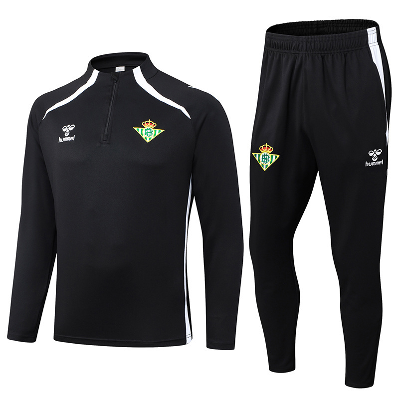 25-26 Real Betis Black Half Pull Tracksuit (半拉链)