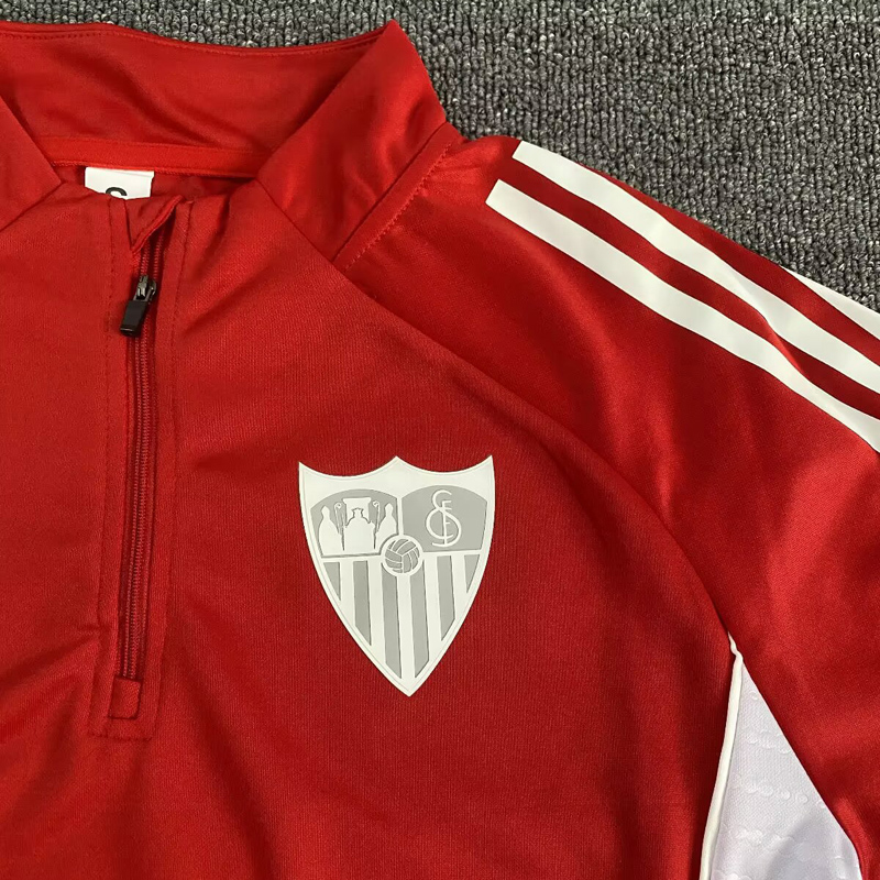 25-26 Sevilla Red Half Pull Tracksuit (Pants Have Pocket)(半拉链)
