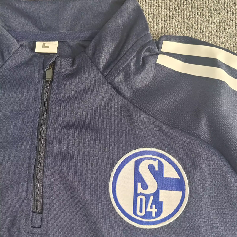 25-26 Schalke 04 Black Half Pull Tracksuit (Pants Have Pocket)(半拉链)