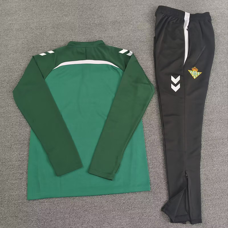 25-26 Real Betis Green Half Pull Tracksuit (Pants Have Pocket)(半拉链)